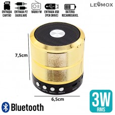 Caixa de Som Bluetooth 3W LES-887 Lehmox - Dourada